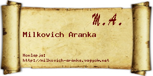 Milkovich Aranka névjegykártya