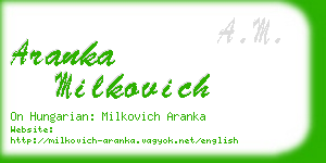 aranka milkovich business card